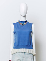 シルクコットンシフォンドッキングニットPO/ブルー