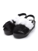 ジェフリーキャンベルファー付きサンダル/ホワイト/ブラック