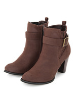 スエード調サイドゴアベルトショートブーツ/ブラウン系(043)