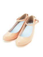 ストラップ付きエナメルパンプス/ブルー系(092)