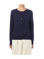 テープ使いクルーネックニットカーディガン/ネイビー(093)