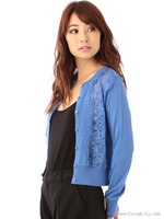 レーシースルーカーディガン/ブラック