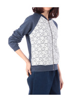 レース使いジップアップラグランブルゾン/ブルー(092)