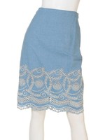 デニムレースタイトスカート/ブルー