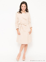 折り返し袖フェイクスエードトレンチコート/ベージュ