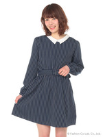 Jベルト付ワンピース/アイボリー柄