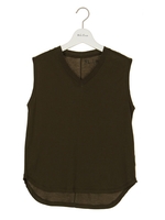 VネックハイラインノースリTシャツ/YEL