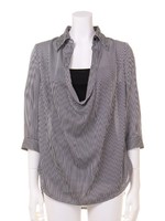 カットキャミ付きカウルネック柄ブラウス/A