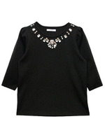 カラービジュー7分袖TOPS/グレー