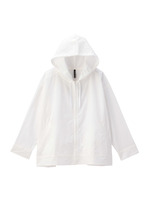 ジップアップ八分袖パーカ/ホワイト(001)