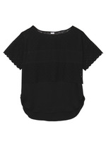 タンク付き シアーレースブラウス/ブラック(019)