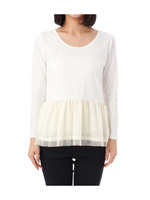 チュールレイヤードペプラムカットソー/ネイビー(093)