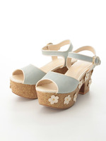 デニムフラワープラットフォームサンダル/Light Indigo