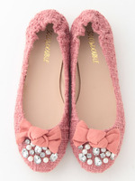 ＪＯパールビジューリボンフラットシューズ/ピンク