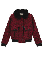 ファー衿ループツイード調ブルゾン/レッド系(063)