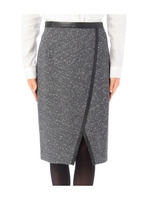 フェイクレザーパイピングタイトスカート/ライトグレー(411)