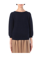 ラメ使いクルーネック八分袖ニット/レモンイエロー(031)