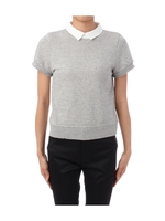 襟つき半袖カットソープルオーバー/グレー系(012)