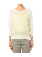 [L]ミックスカラーニットプルオーバー/イエロー系(430)