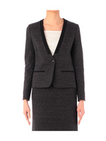 [S]ミックスカラー配色使いジャケット/ブラック(419)