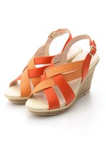 【エレドミューセレクション】ELLEメッシュウエッジサンダル/ネイビー/ホワイト