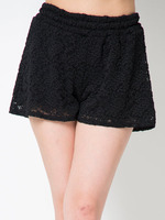 もこもこレースショートパンツ/ブラック