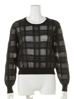 クリアチェックknit TOP/ブラック