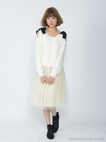 シフォンリボンニット/ブラック