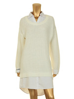 シャツレイヤードニットOP/WH