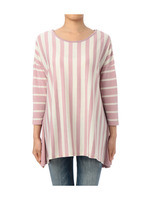 ストライプAラインドルマンカットソー/ピンク系(371)