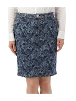 フラワー柄デニムタイトスカート/ネイビー系(193)