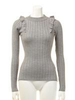 フリルポイントハイネックニット/イエロー