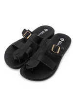 レザークロスバックルサンダル/ブラウン系(042)