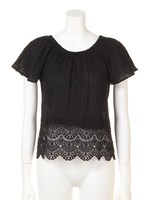 【mystic】裾レースブラウス/ブラック