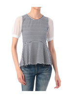 袖シフォンボーダーカットソー/ホワイト(503)