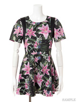 Optical Garden Player Dress/BLACK