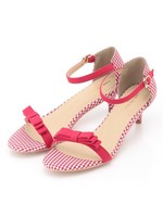 【camille bis RANDA】ギンガムチェックリボンサンダル/RED