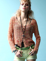 アニタ アレンバーグ 段染めニットカーディガン/オレンジ