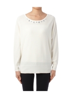 ビジュー付きドルマンニット/オフホワイト(003)