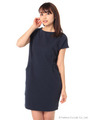 ボートネックリップル切り替えサックワンピース/Navy