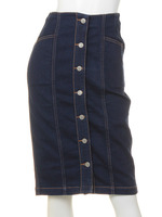 前釦デニムタイトSK/オフホワイト