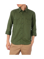 綿麻七分袖シャツ/ネイビー系(093)