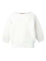 [L]コットン混ドロップショルダープルオーバー/ホワイト(001)