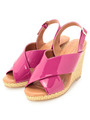 エナメル使いクロスウェッジサンダル/ピンク系(072)