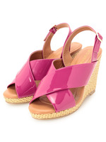 エナメル使いクロスウェッジサンダル/ピンク系(072)