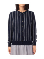 ストライプニットカーディガン/ネイビー(393)