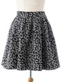 ヒョウガラボリュームスカート/ブラック