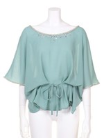 ビジュー付きシフォン楊柳/ピンク