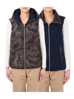 フード付き中綿リバーシブルベスト/ブラック(619)