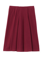 ミディ丈プリーツポンチスカート/ワインレッド(063)